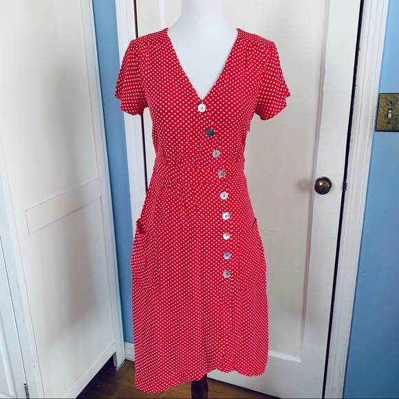 Anthropologie Dresses & Skirts - Anthropologie Maeve red and white polka dot dress
